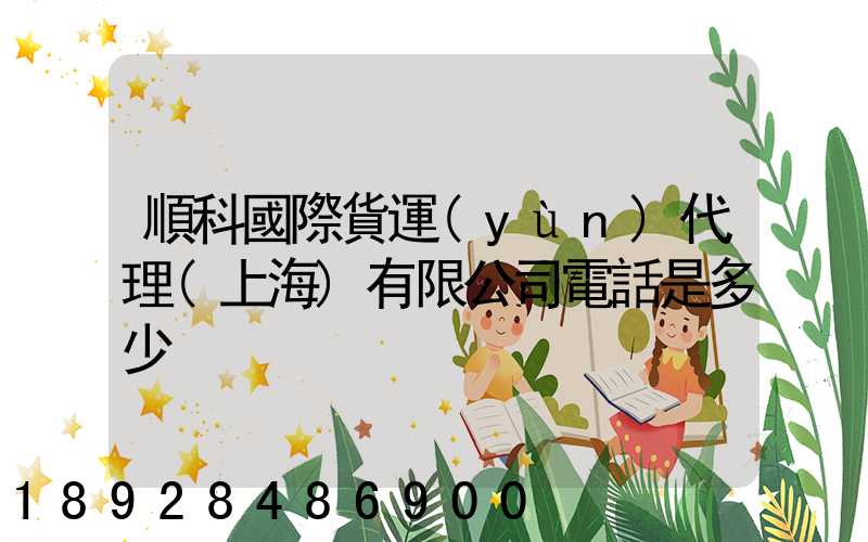 順科國際貨運(yùn)代理(上海)有限公司電話是多少